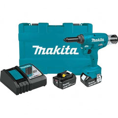Makita - Cordless Riveters Fastener Type: Cordless Electric Riveter Closed End Rivet Capacity: All up to 3/16 - USA Tool & Supply