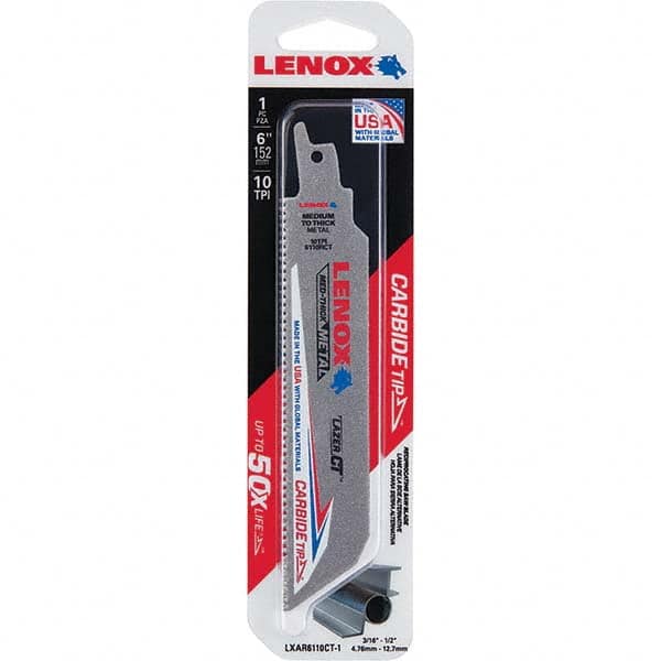 Lenox - Reciprocating Saw Blades Blade Material: Carbide Blade Length (Inch): 6 - USA Tool & Supply