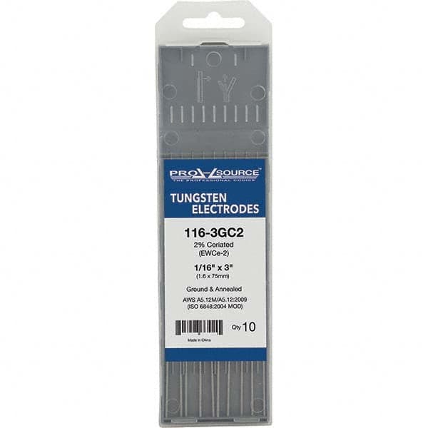 PRO-SOURCE - Tungsten Electrodes Type: 2% Ceriated Diameter (Inch): 1/16 - USA Tool & Supply