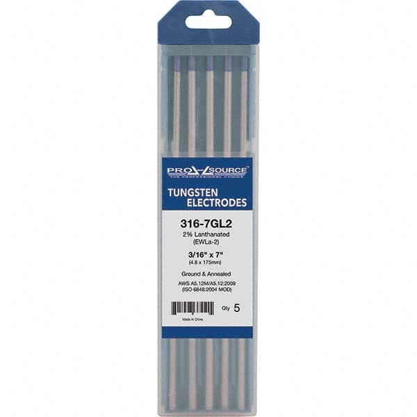 PRO-SOURCE - Tungsten Electrodes Type: 2% Lanthanated Diameter (Inch): 3/16 - USA Tool & Supply