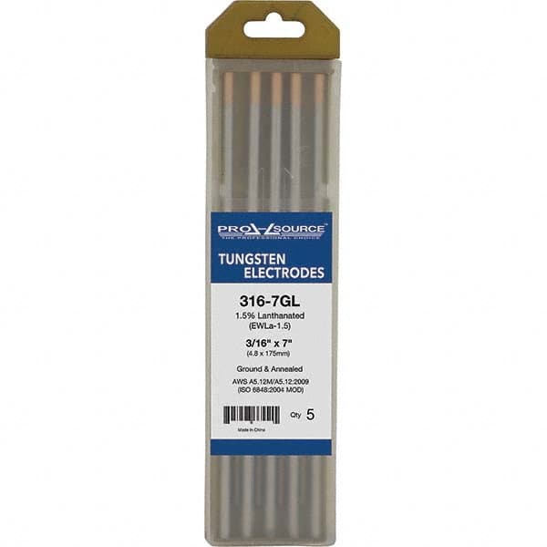 PRO-SOURCE - Tungsten Electrodes Type: 1.5% Lanthanated Diameter (Inch): 3/16 - USA Tool & Supply