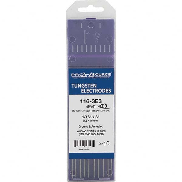 PRO-SOURCE - Tungsten Electrodes Type: E3 Diameter (Inch): 1/16 - USA Tool & Supply