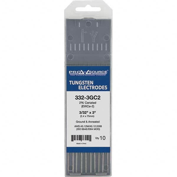 PRO-SOURCE - Tungsten Electrodes Type: 2% Ceriated Diameter (Inch): 3/32 - USA Tool & Supply