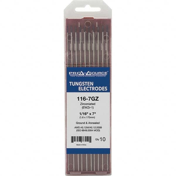 PRO-SOURCE - Tungsten Electrodes Type: Zirconiated Diameter (Inch): 1/16 - USA Tool & Supply