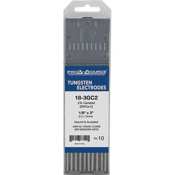 PRO-SOURCE - Tungsten Electrodes Type: 2% Ceriated Diameter (Inch): 1/8 - USA Tool & Supply