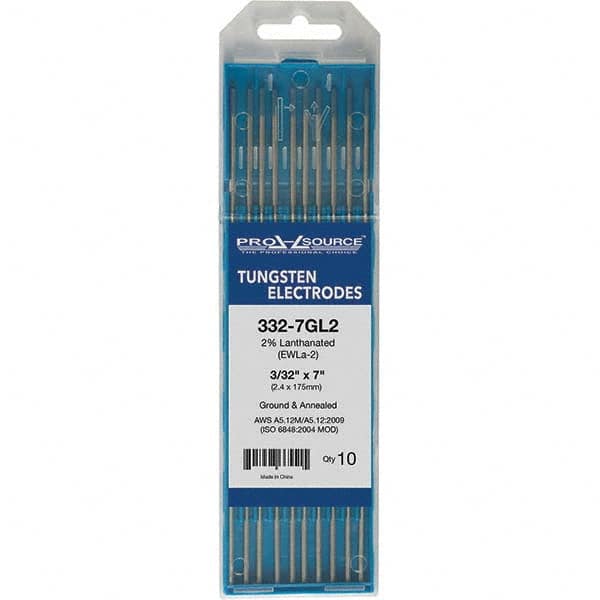 PRO-SOURCE - Tungsten Electrodes Type: 2% Lanthanated Diameter (Inch): 3/32 - USA Tool & Supply