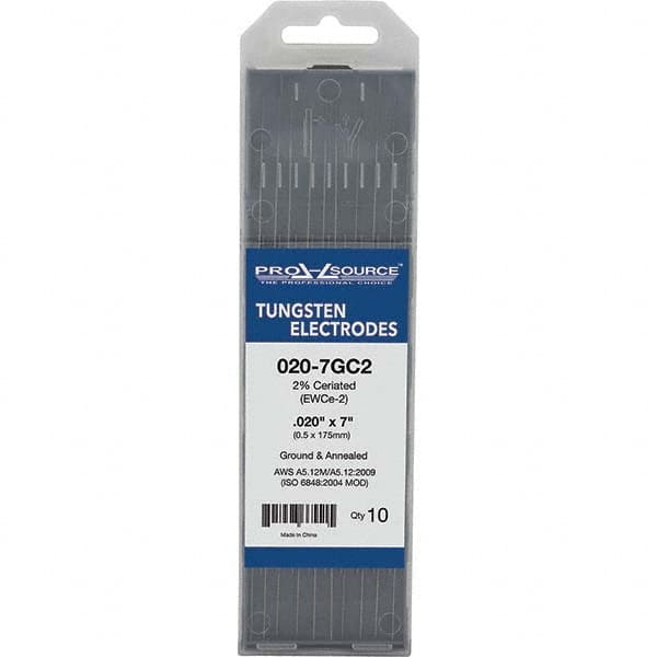 PRO-SOURCE - Tungsten Electrodes Type: 2% Ceriated Diameter (Inch): 0.020 - USA Tool & Supply