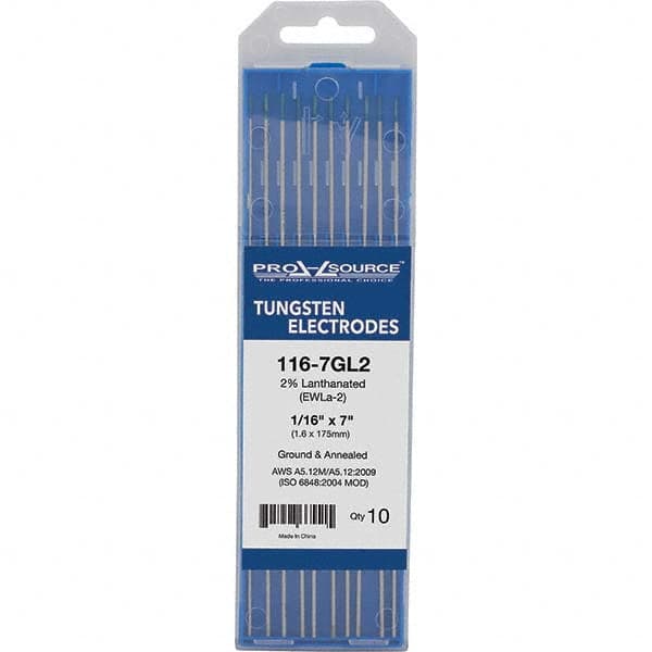 PRO-SOURCE - Tungsten Electrodes Type: 2% Lanthanated Diameter (Inch): 1/16 - USA Tool & Supply