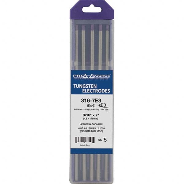PRO-SOURCE - Tungsten Electrodes Type: E3 Diameter (Inch): 3/16 - USA Tool & Supply
