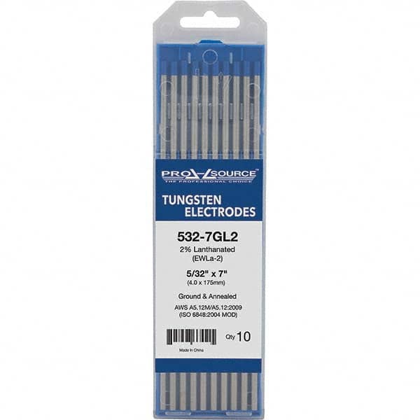 PRO-SOURCE - Tungsten Electrodes Type: 2% Lanthanated Diameter (Inch): 5/32 - USA Tool & Supply