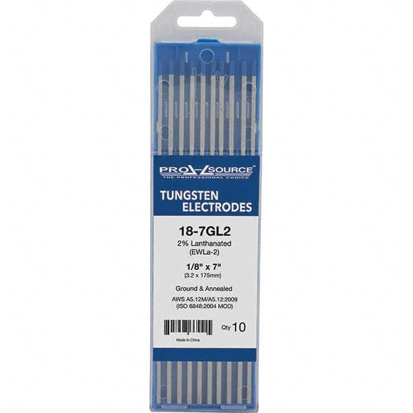 PRO-SOURCE - Tungsten Electrodes Type: 2% Lanthanated Diameter (Inch): 1/8 - USA Tool & Supply