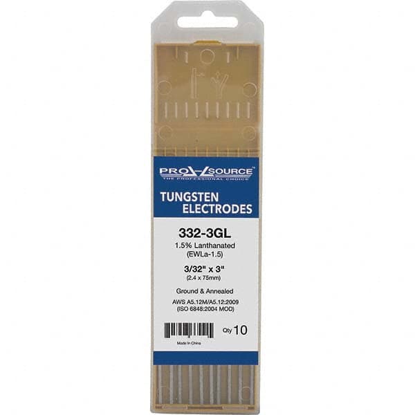 PRO-SOURCE - Tungsten Electrodes Type: 1.5% Lanthanated Diameter (Inch): 3/32 - USA Tool & Supply