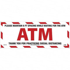 NMC - "Please Maintain 6 FT Spacing While Waiting for the ATM" Adhesive-Backed Floor Sign - USA Tool & Supply