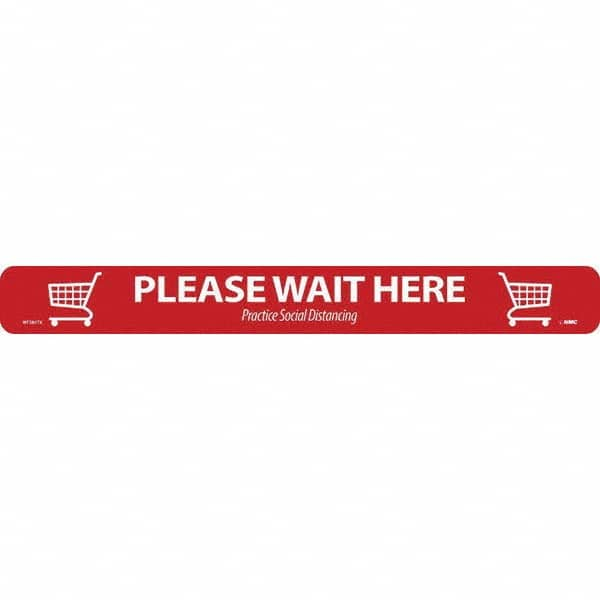 NMC - "Please Wait Here" Adhesive-Backed Floor Sign - USA Tool & Supply