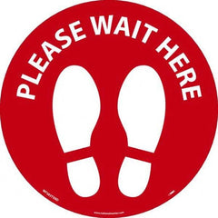 NMC - "Please Wait Here" Adhesive-Backed Floor Sign - USA Tool & Supply