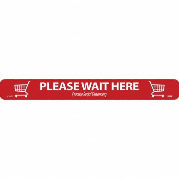 NMC - "Please Wait Here" Adhesive-Backed Floor Sign - USA Tool & Supply