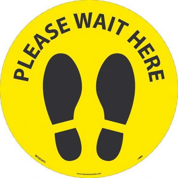 NMC - "Please Wait Here" Adhesive-Backed Floor Sign - USA Tool & Supply