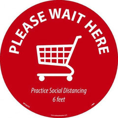 NMC - "Please Wait Here" Adhesive-Backed Floor Sign - USA Tool & Supply