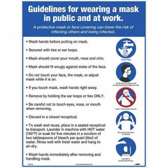 NMC - "COVID 19 - Guidelines for Wearing a Mask in Public and at Work", 18" Wide x 24" High, Paper Safety Sign - USA Tool & Supply