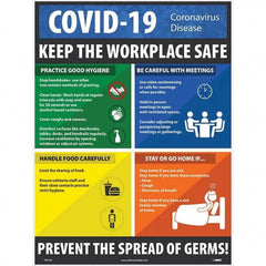 NMC - "COVID 19 - Keep the Workplace Safe", 18" Wide x 24" High, Paper Safety Sign - USA Tool & Supply