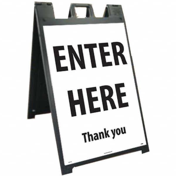 NMC - "ENTER HERE", 25" Wide x 45" High, Plastic Safety Sign - USA Tool & Supply