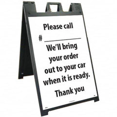 NMC - "Please Call #___________ We'll Bring Your Order Out to Your Car When It is Ready", 25" Wide x 45" High, Plastic Safety Sign - USA Tool & Supply