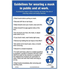 NMC - "COVID 19 - Guidelines for Wearing a Mask in Public and at Work", 12" Wide x 18" High, Vinyl Safety Sign - USA Tool & Supply