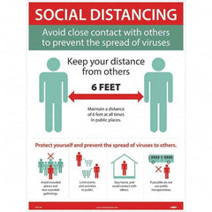 NMC - "COVID 19 - Social Distancing - Avoid Close Contact with Others to Prevent the Spread of Viruses", 18" Wide x 24" High, Paper Safety Sign - USA Tool & Supply