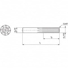 Mapal - Spiral Router Bits Cutting Diameter (mm): 12.00 Number of Flutes: 8 - USA Tool & Supply