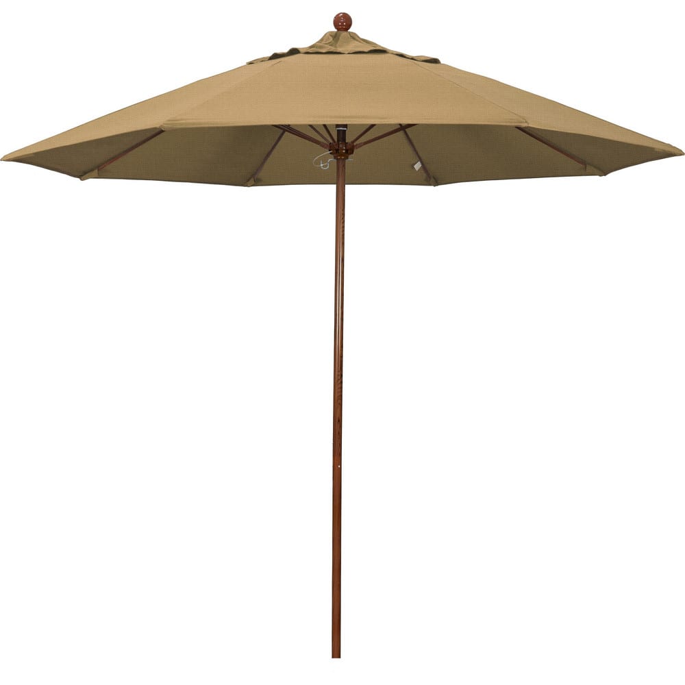 Patio Umbrellas; Diameter (Feet): 9; Height (Feet): 8.583; Fabric Color: Straw; Base Included: No; Canopy Fabric: Olefin; Fade Resistant: Yes; Additional Information: Push Lift; Frame Material: Aluminum