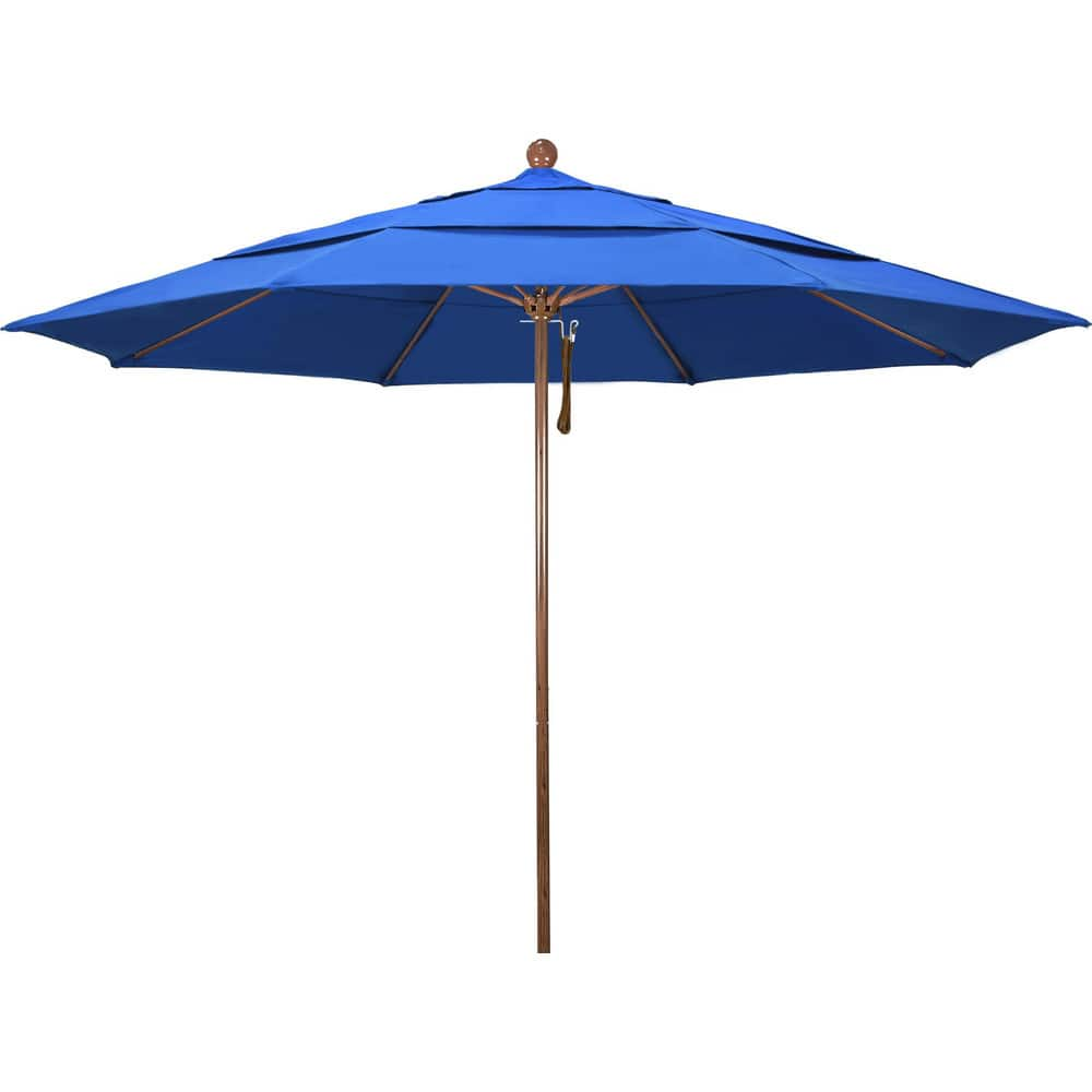 Patio Umbrellas; Diameter (Feet): 11; Height (Feet): 8.917; Fabric Color: Royal Blue; Base Included: No; Canopy Fabric: Olefin; Fade Resistant: Yes; Additional Information: Pulley Lift; Frame Material: Aluminum