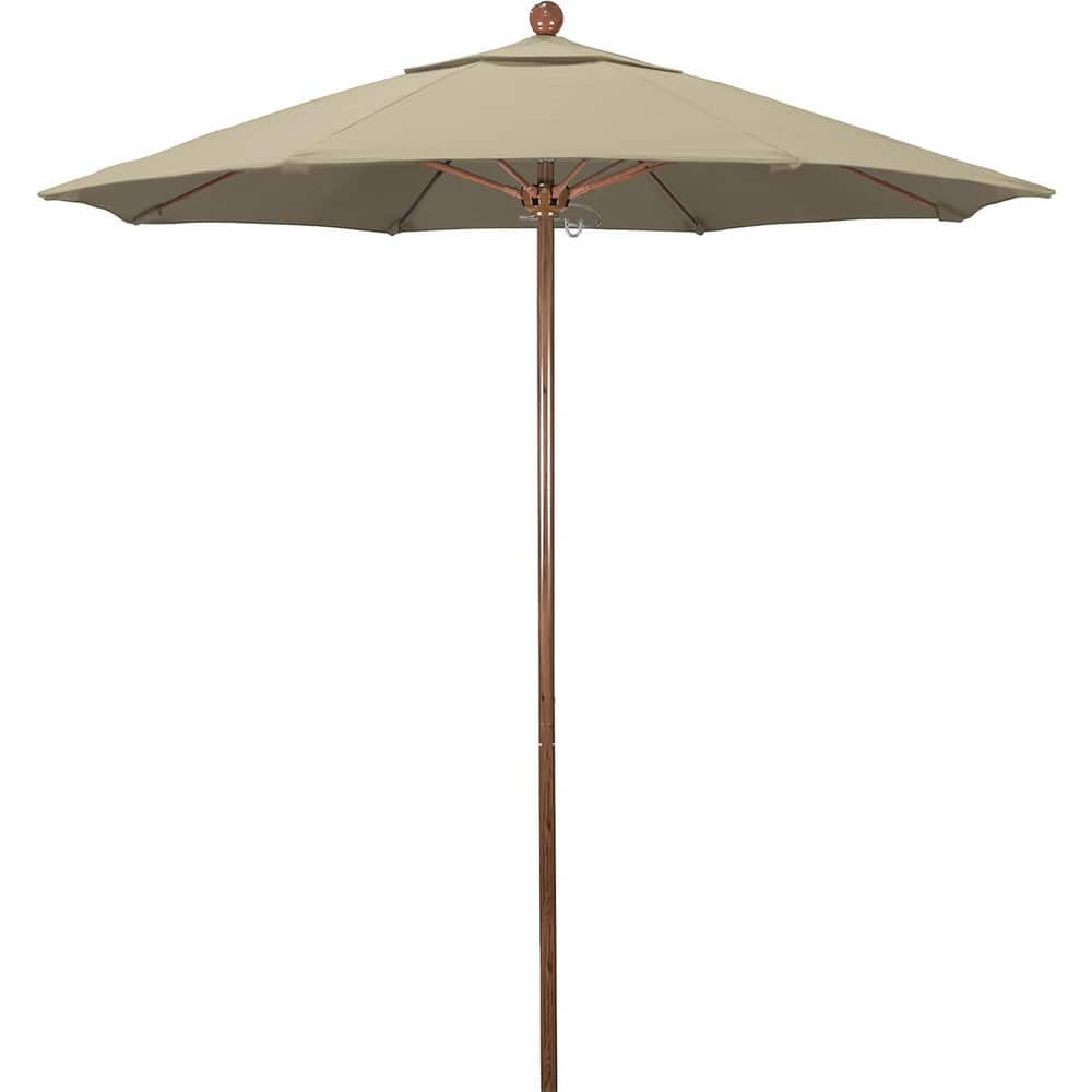 Patio Umbrellas; Diameter (Feet): 7.5; Height (Feet): 8.000; Fabric Color: Beige; Base Included: No; Canopy Fabric: Pacifica; Fade Resistant: Yes; Additional Information: Push Lift; Frame Material: Aluminum