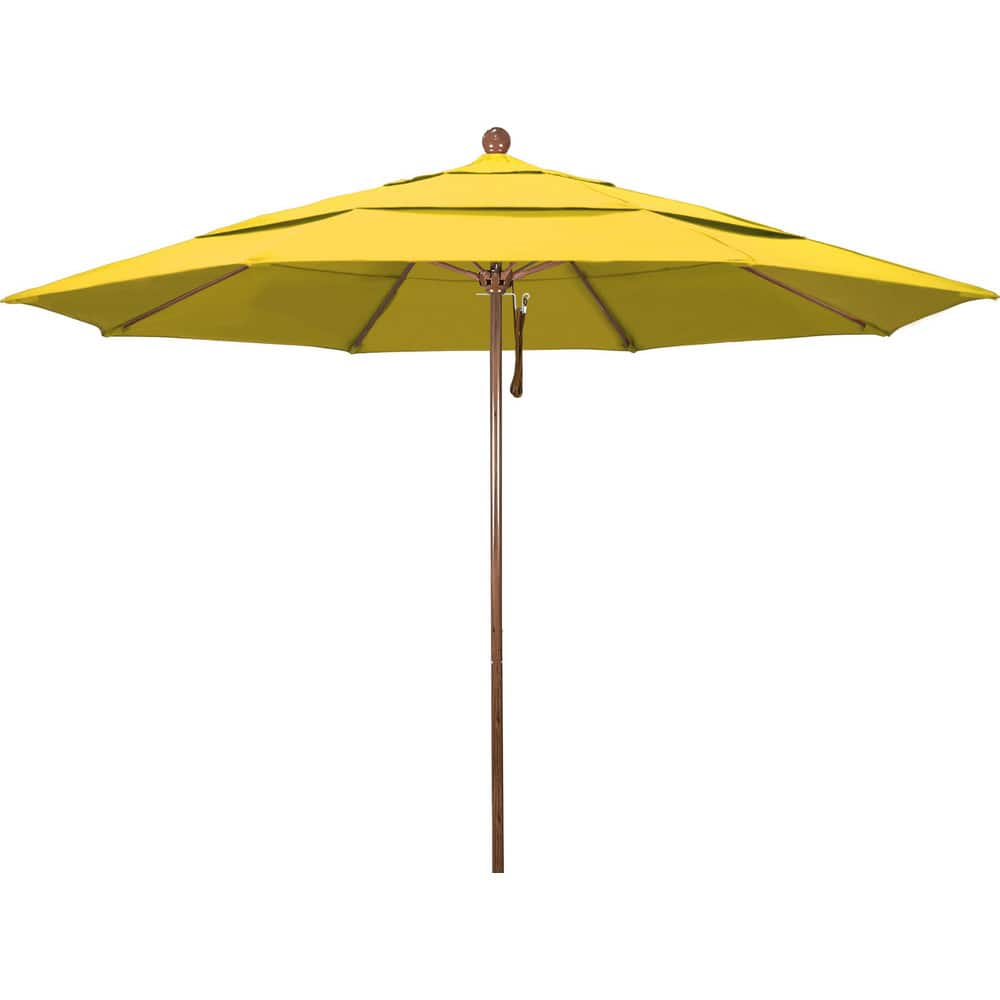 Patio Umbrellas; Diameter (Feet): 11; Height (Feet): 8.917; Fabric Color: Yellow; Base Included: No; Canopy Fabric: Pacifica; Fade Resistant: Yes; Additional Information: Pulley Lift; Frame Material: Aluminum