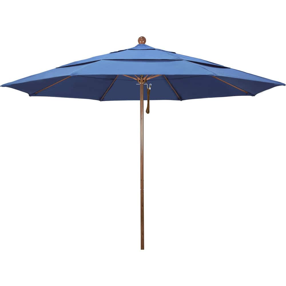 Patio Umbrellas; Diameter (Feet): 11; Height (Feet): 8.917; Fabric Color: Capri; Base Included: No; Canopy Fabric: Pacifica; Fade Resistant: Yes; Additional Information: Pulley Lift; Frame Material: Aluminum