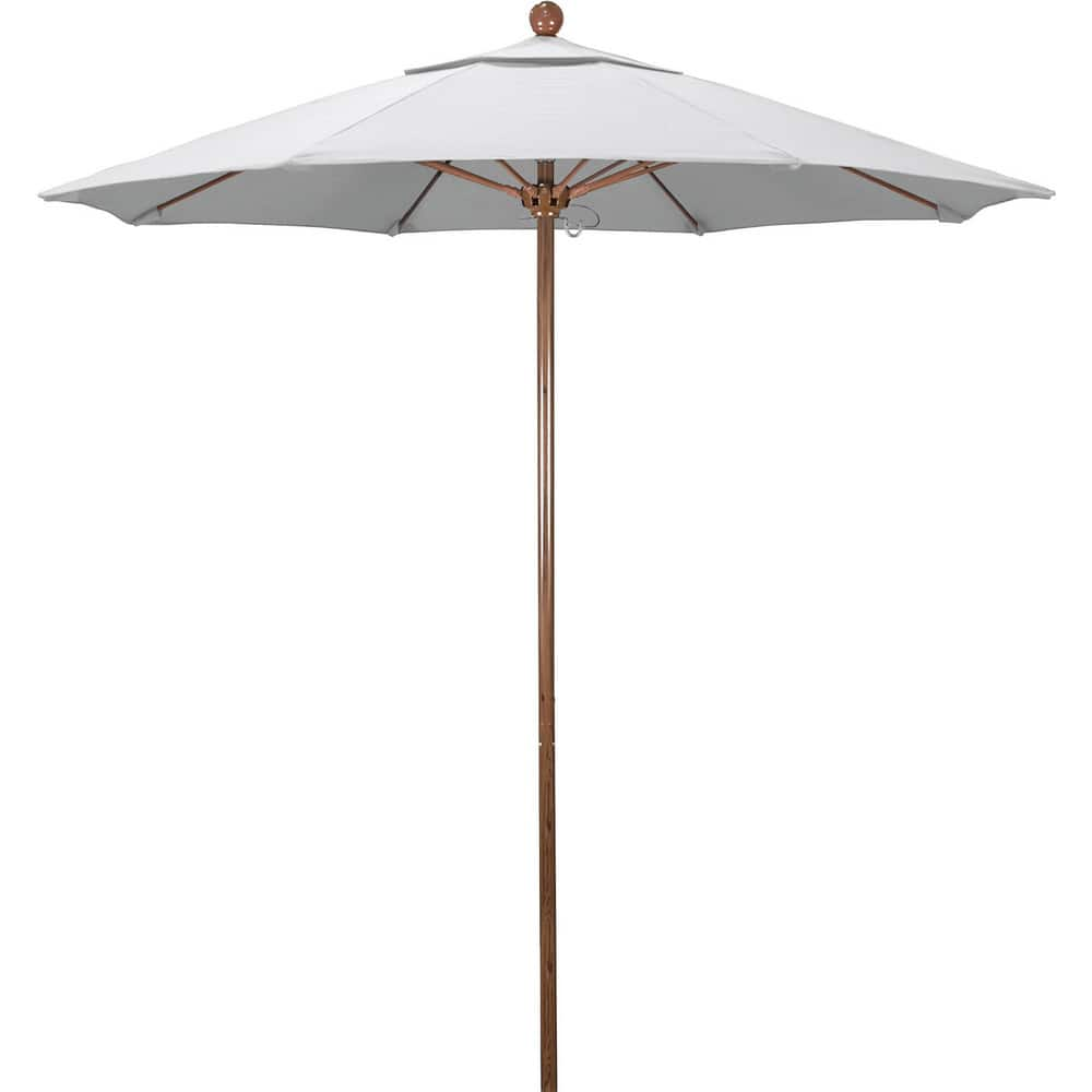 Patio Umbrellas; Diameter (Feet): 7.5; Height (Feet): 8.000; Fabric Color: White; Base Included: No; Canopy Fabric: Olefin; Fade Resistant: Yes; Additional Information: Push Lift; Frame Material: Aluminum