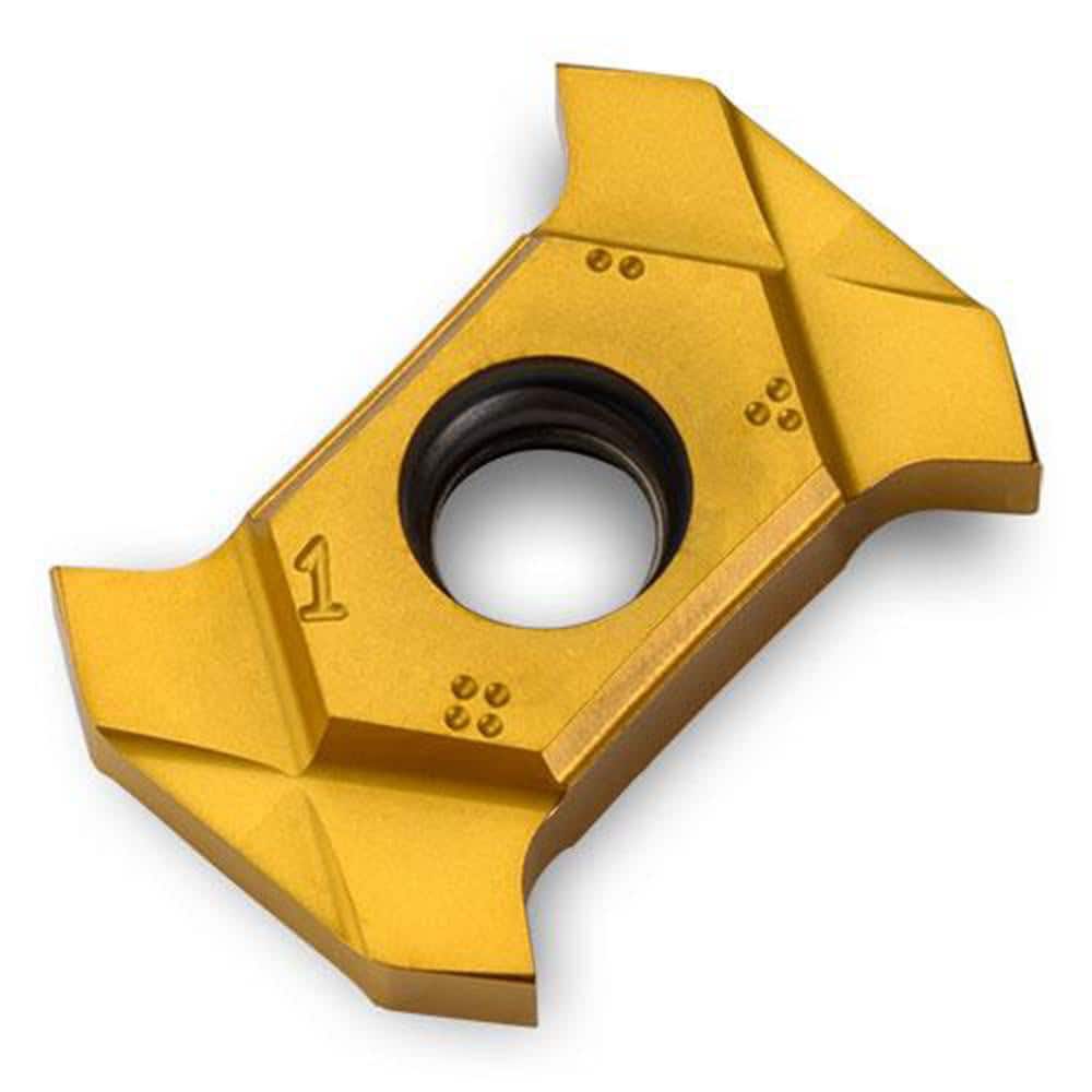 Grooving Insert: TQISS TT9080, Solid Carbide TiAlN & TiN Finish, Neutral, 0.098″ Cutting Width, Series TQIS 14