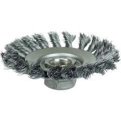 4″ Knot Wire Bevel Brush, .014″ Steel Fill, 5/8″-11 UNC Nut - USA Tool & Supply