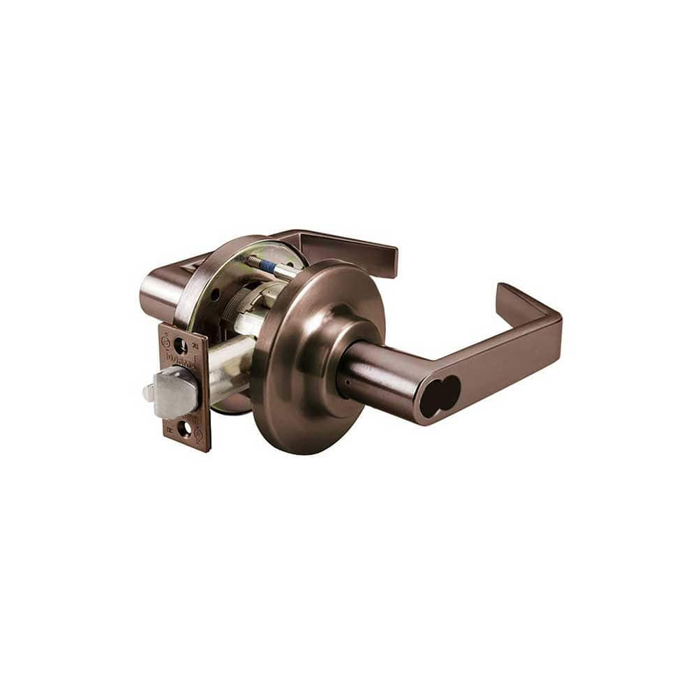 Lever Locksets; Type: Entry; Key Type: Keyed Different; Strike Type: ANSI 4-7/8; Finish/Coating: Oil Rubbed Bronze; Material: Steel; Material: Steel; Door Thickness: 1-3/4″ ™2-1/4″ ™; Backset: 2.75; Lockset Grade: Grade 1; Cylinder Type: Schlage LFIC Less