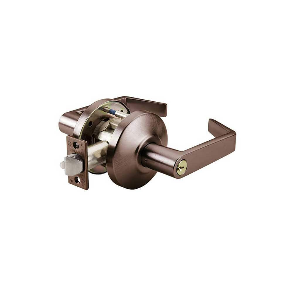 Lever Locksets; Type: Storeroom; Key Type: Keyed Different; Strike Type: ANSI 4-7/8; Finish/Coating: Oil Rubbed Bronze; Material: Steel; Material: Steel; Door Thickness: 1-3/4″ ™2-1/4″ ™; Backset: 2.75; Lockset Grade: Grade 1; Cylinder Type: Conventional;