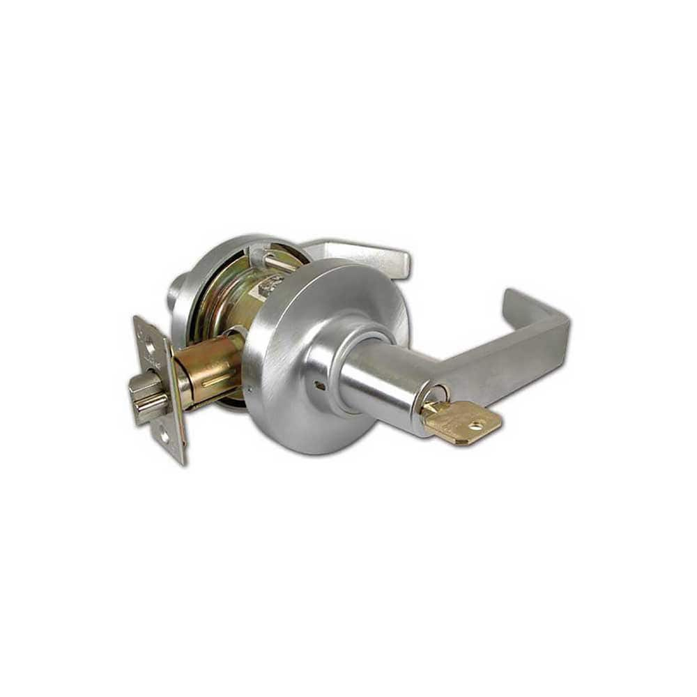 Lever Locksets; Type: Exit; Key Type: Keyed Different; Strike Type: ASA Strike; Finish/Coating: Satin Chrome; Material: Steel; Material: Steel; Door Thickness: 1 5/8 - 1 7/8; Backset: 1.875; Lockset Grade: Grade 1; Cylinder Type: None; Minimum Order Quant