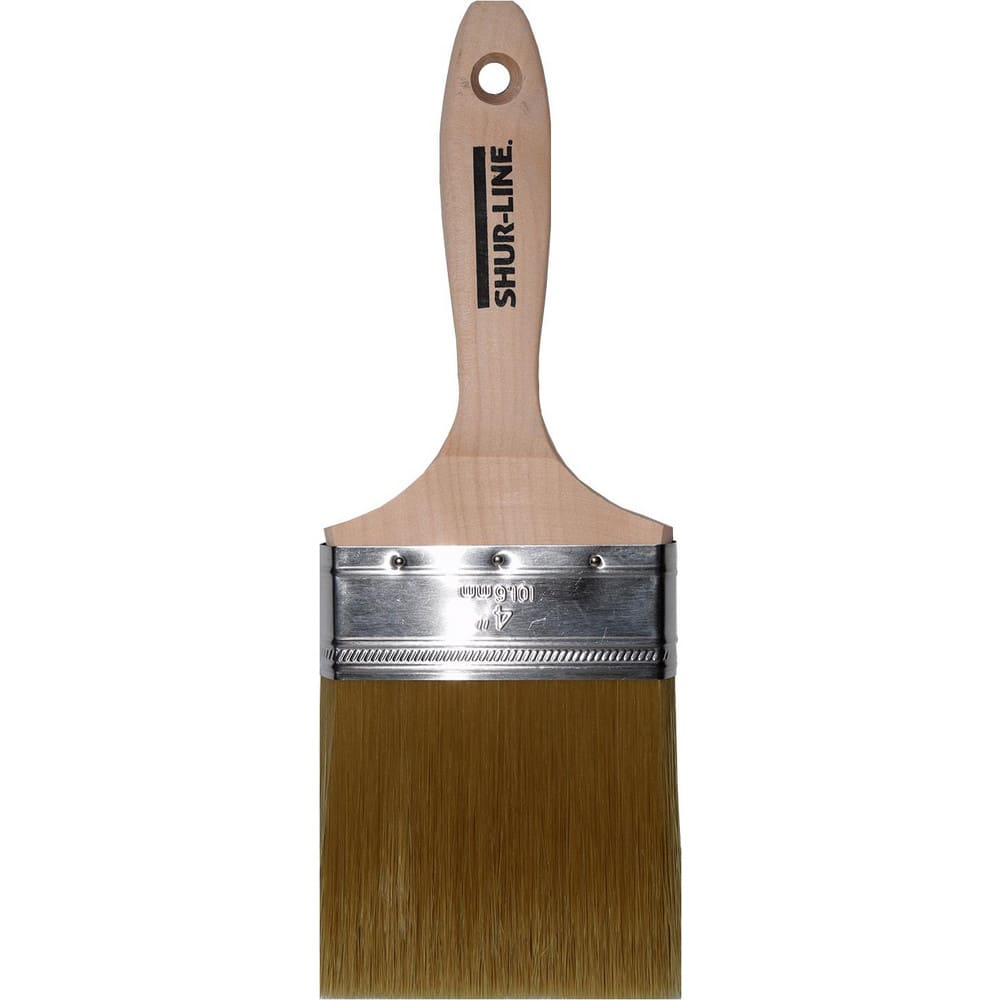 Paint Brush: Polyester, Synthetic Bristle 6-1/4″ Beavertail, Wood Handle, for Latex Flat & Water