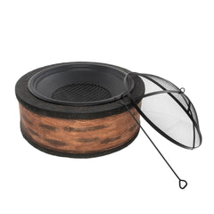 Wood-Burning Firepits; Shape: Circular; Base Material: Cast Iron; Bowl Material: Stainless Steel; Diameter (Inch): 35; Color: Black/Gray