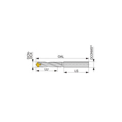 Replaceable Tip Drill: 9.5 to 9.9 mm Drill Dia, 33.3 mm Max Depth, 10 mm Straight-Cylindrical Shank Uses DMP Inserts, 93.17 mm OAL, Through Coolant