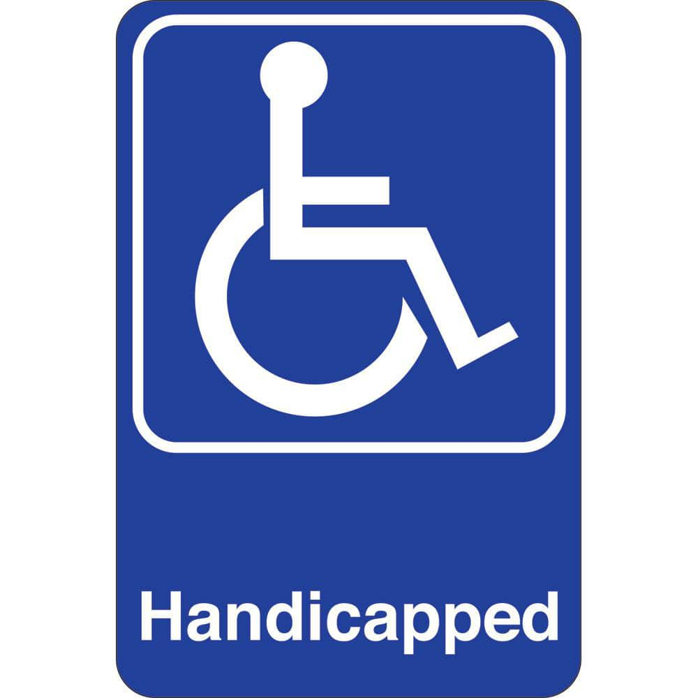 Facility Sign: Rectangle, ″Handicap″ Acrylic, Double Sided Tape, 6″ High