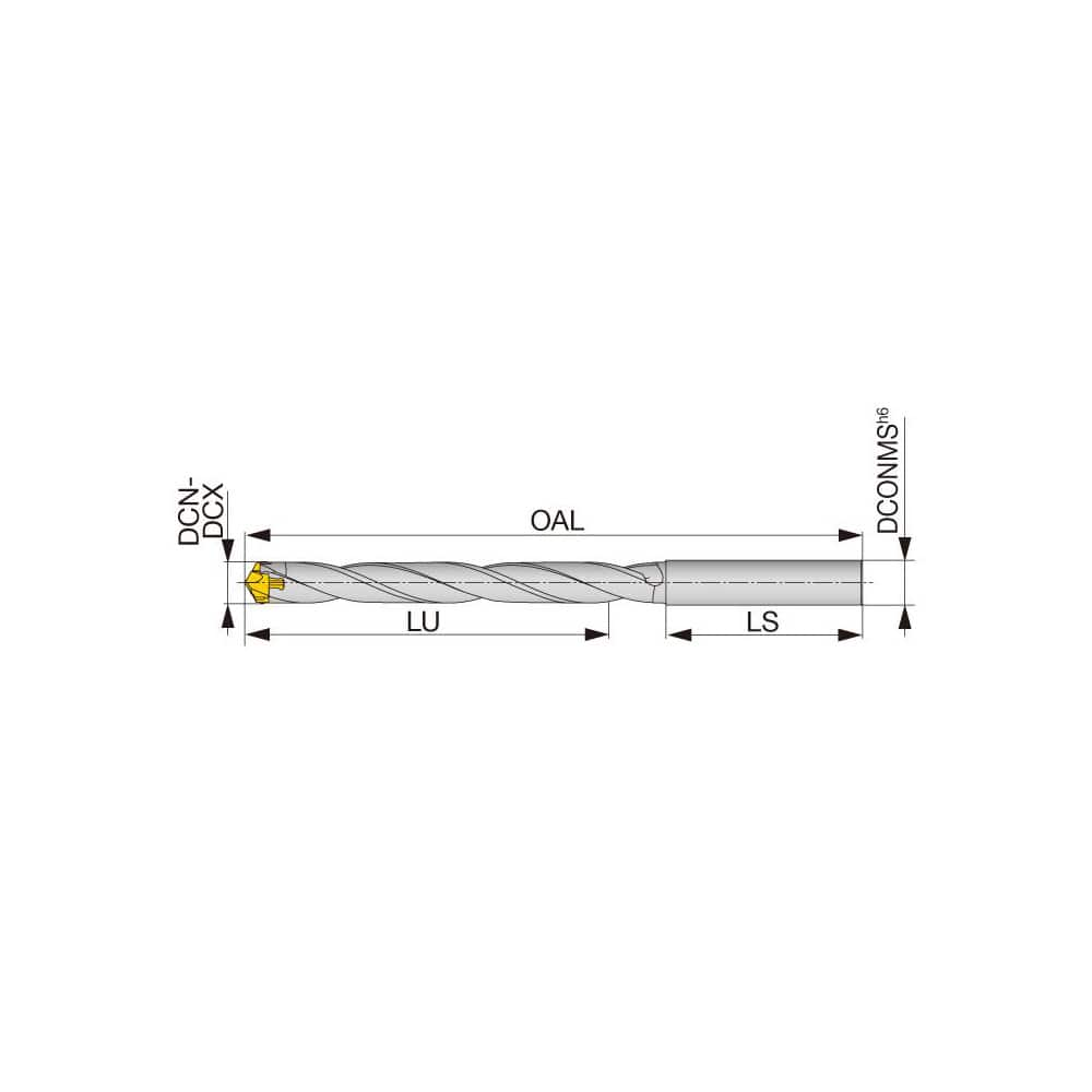 Replaceable Tip Drill: 8 to 8.4 mm Drill Dia, 64 mm Max Depth, 10 mm Straight-Cylindrical Shank Uses DMP Inserts, 125.55 mm OAL, Through Coolant