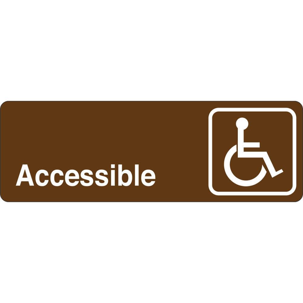 Facility Sign: Rectangle, ″Accessible″ Acrylic, Double Sided Tape, 3″ High