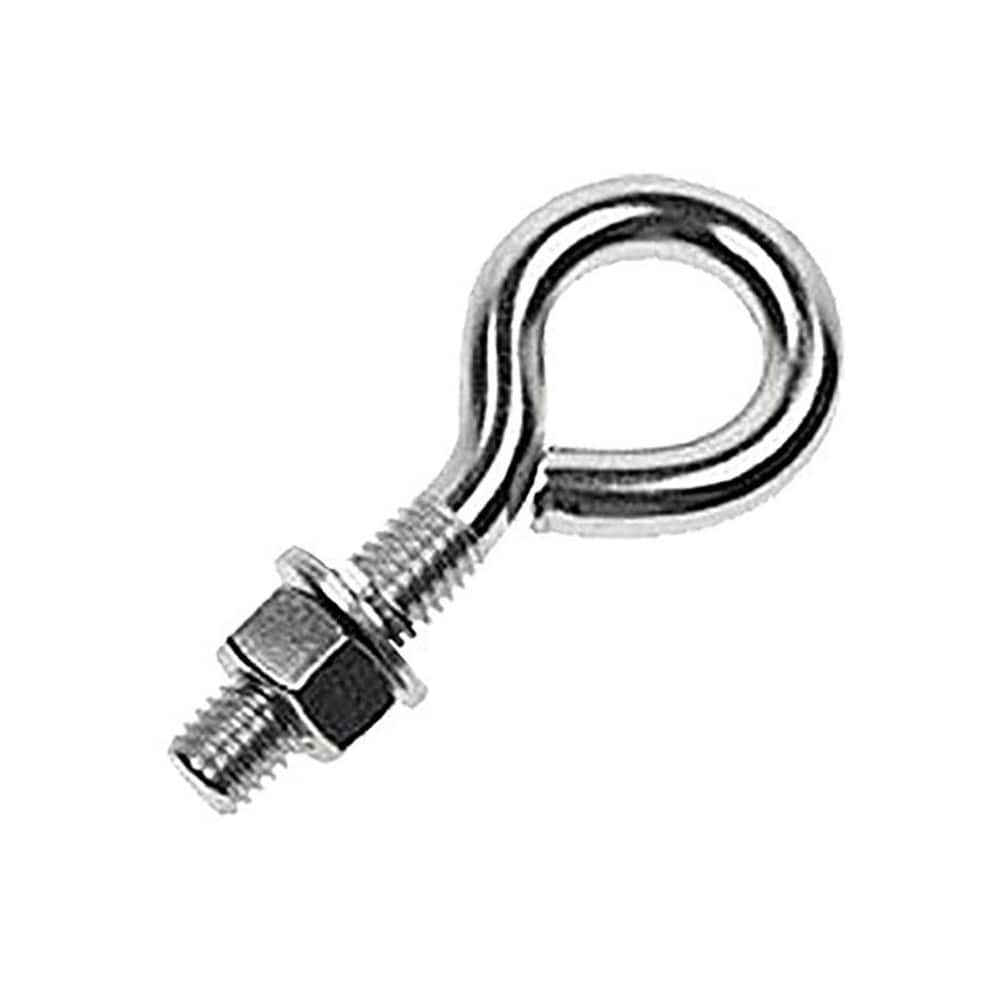 Fixed Lifting Eye Bolt: With Shoulder, 400 lb Capacity, 1/4 ™ Thread, Grade 316 Stainless Steel Fully Threaded, 2″ Shank