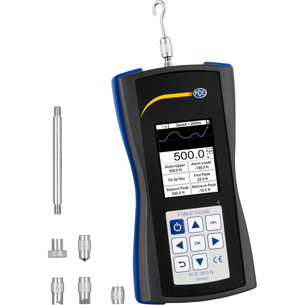 Digital Tension & Compression Force Gages; Capacity (gf): 500.000; Capacity (kgf): 500.000; Resolution (N): 0.100; Resolution (gf): 0.100; Accuracy (%): 0.1%; Feeler Length (mm): 10 mm; Feeler Length (Decimal Inch): 10 mm; Tip Type: Notched; Flat; Chisel;