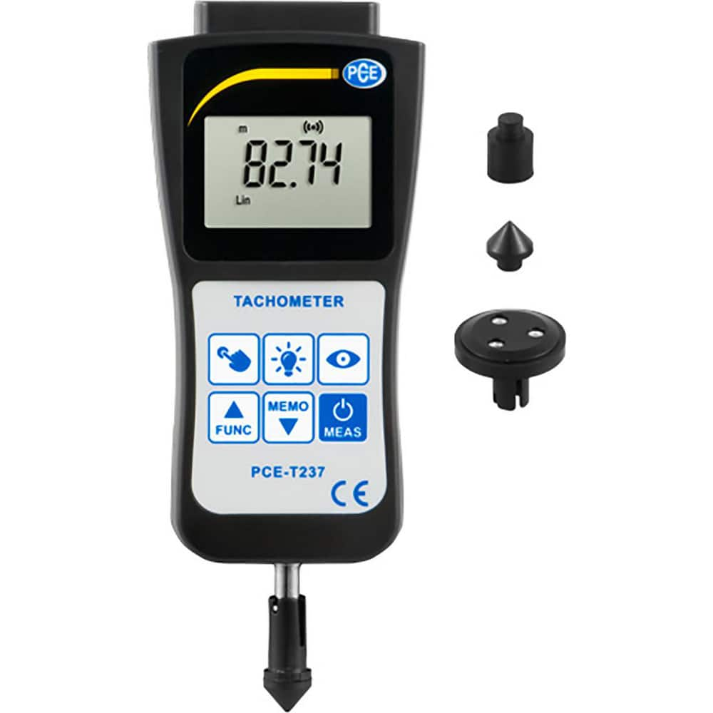 Tachometers; Tachometer Type: Digital Display; Photo/Contact Tachometer; Laser Tachometer; Non-Contact; Rotary Adapter; Contact; Minimum Measurement (RPM): 0.5 rpm; Maximum Measurement (RPM): 99999 rpm; Minimum Target Distance: 50 mm; Maximum Target Dista