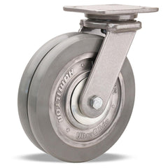 Swivel Top Plate Caster: Polyurethane on Aluminum, 8″ Wheel Dia, 3″ Wheel Width, 1,900 lb Capacity, 9-1/2″ OAH 5″ Plate Length, 4″ Plate Width, Non-Marking